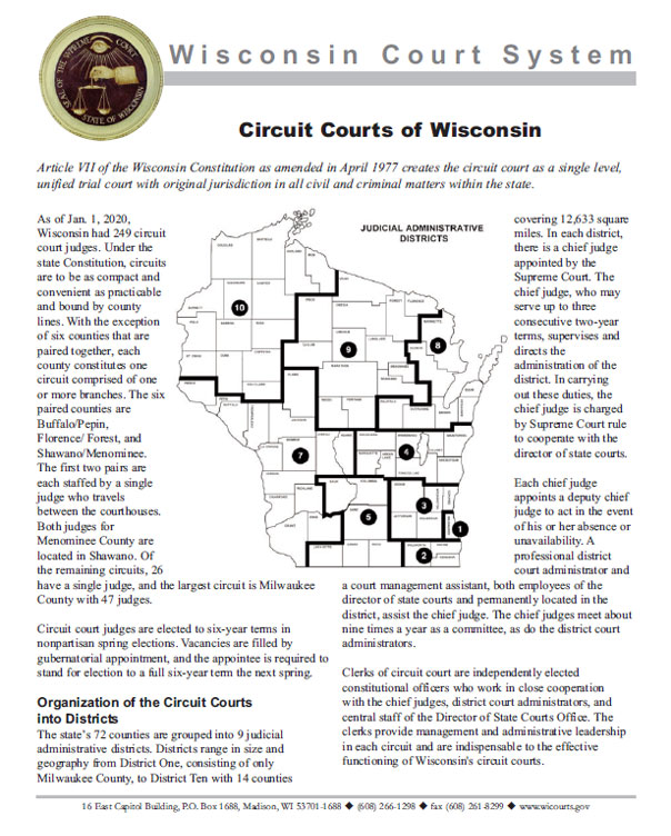 Wisconsin Court System Informational handouts