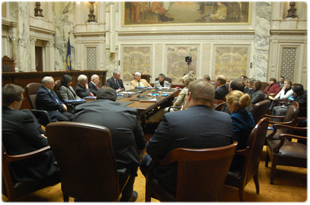 Supreme Court Chief Justice Shirley S. Abrahamson leads a joint informational meeting of members of the Court and two state legislative committees