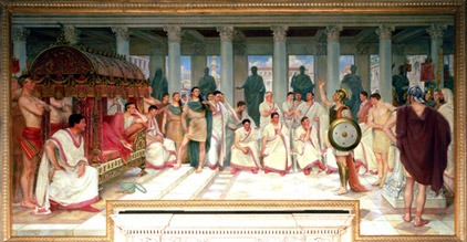 mural over Supreme Court Hearing Room
