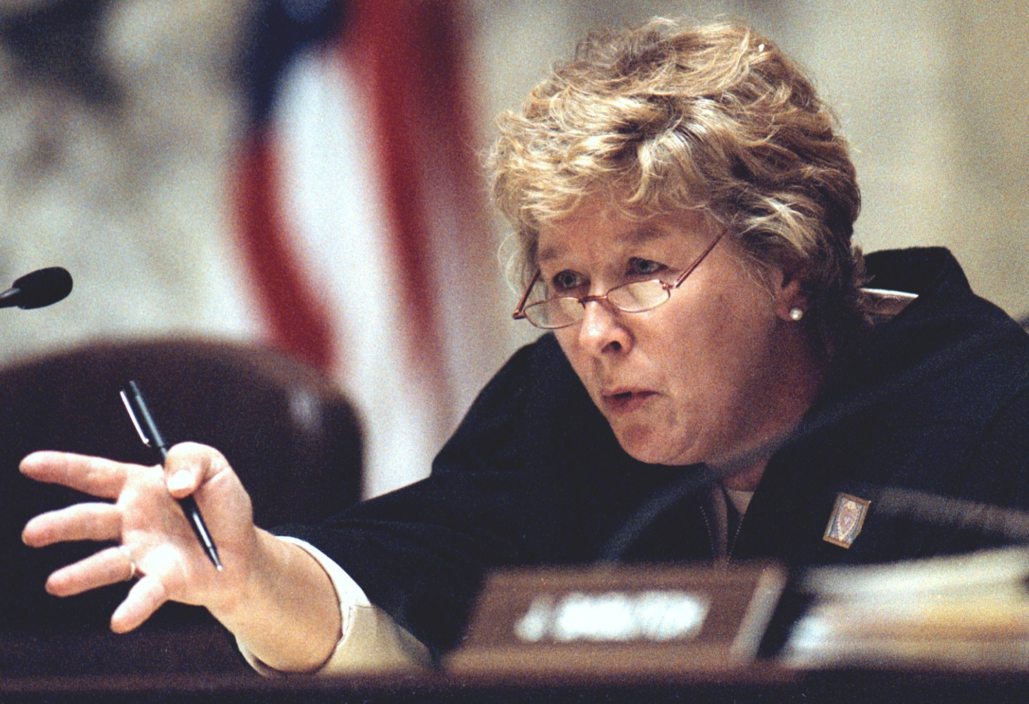 Justice Ann Walsh Bradley speaking during an oral argument in 2012