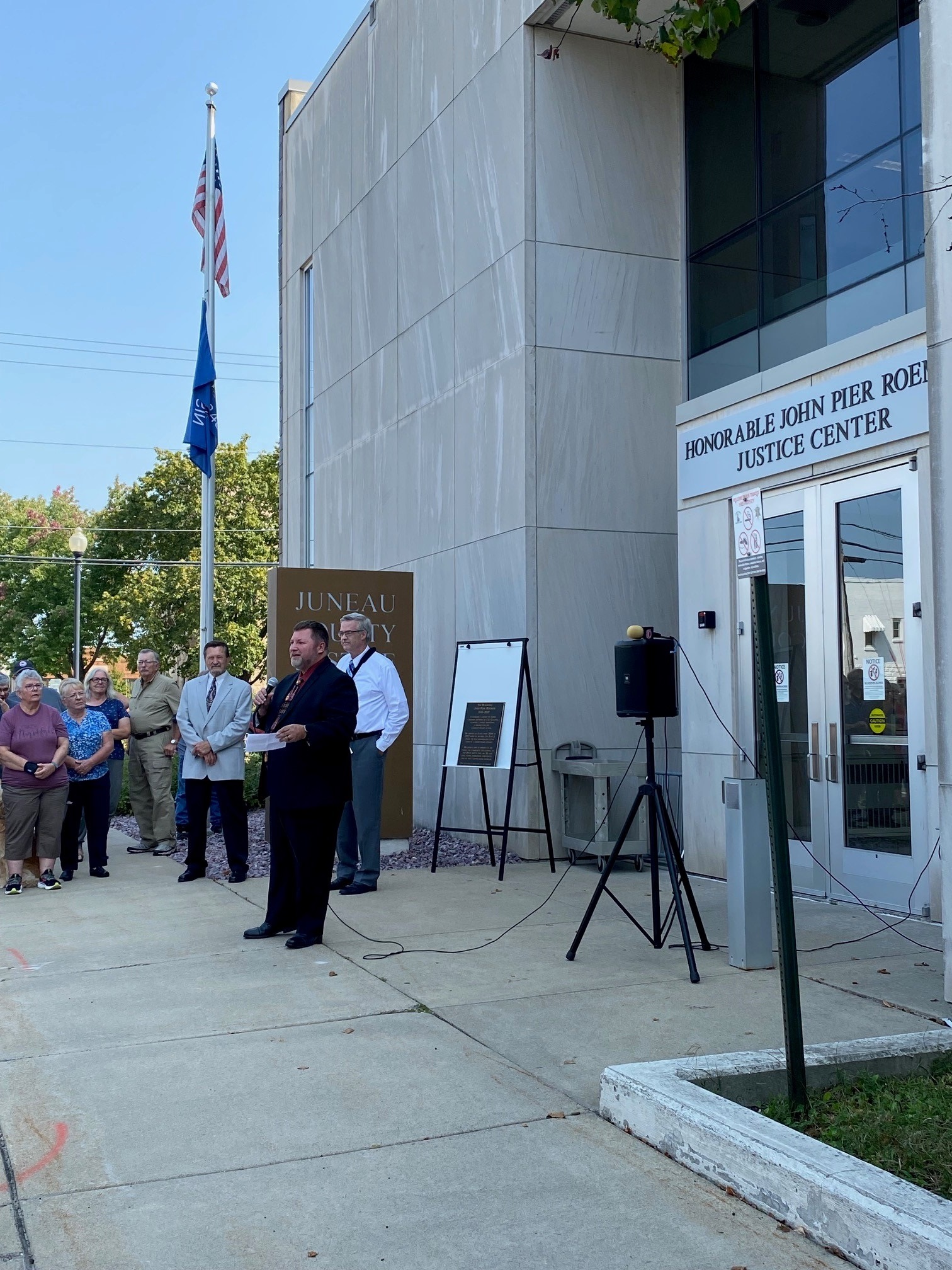 Judge Paul Curran speaks at the dedication ceremony