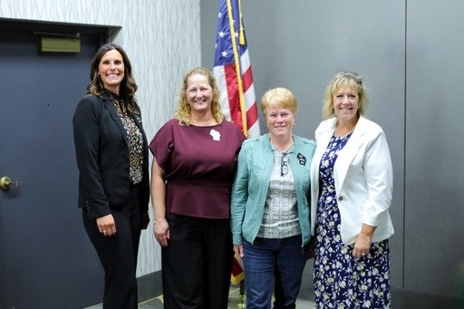 2023-2024 WCCCA Officers (left to right): Dunn County Clerk of Court Katie Schalley, Treasurer; Richland County Clerk of Court Stacy Kleist, President; Oneida County Clerk of Court Brenda Behrle, Secretary; Kenosha County Clerk of Court Rebecca Matoska-Mentink, Vice President