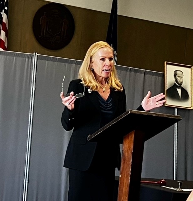 Chief Justice Ziegler delivers a speech at an event celebrating Goodell on June 17